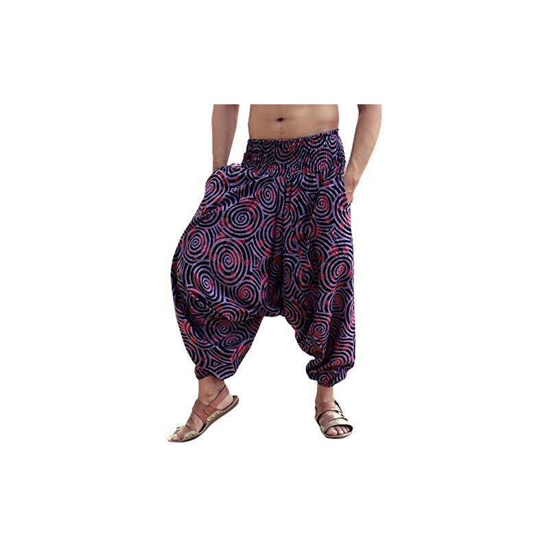 Sarjana Handicrafts Pantaloni Harem Hippie in cotone da uomo etnico indiano con tasche per yoga
