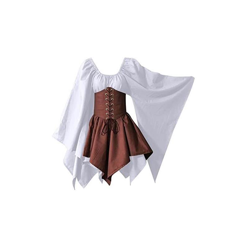 Abito Vintage Gotico Steampunk In Pizzo: Maniche Svasate, Orlo Asimmetrico A Coda Di Rondine E Collo In Piedi