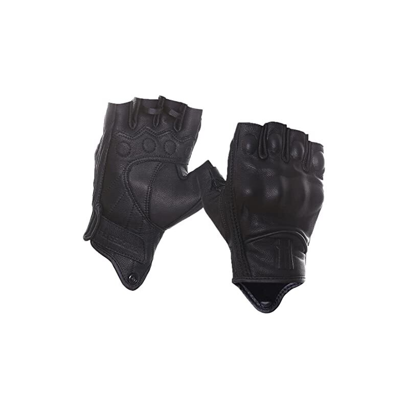 Guanti Moto Uomo Senza Dita Harssidanzar: Estivi Traspiranti Touchscreen Con Nocche Rigide, Taglia M Bianco/nero