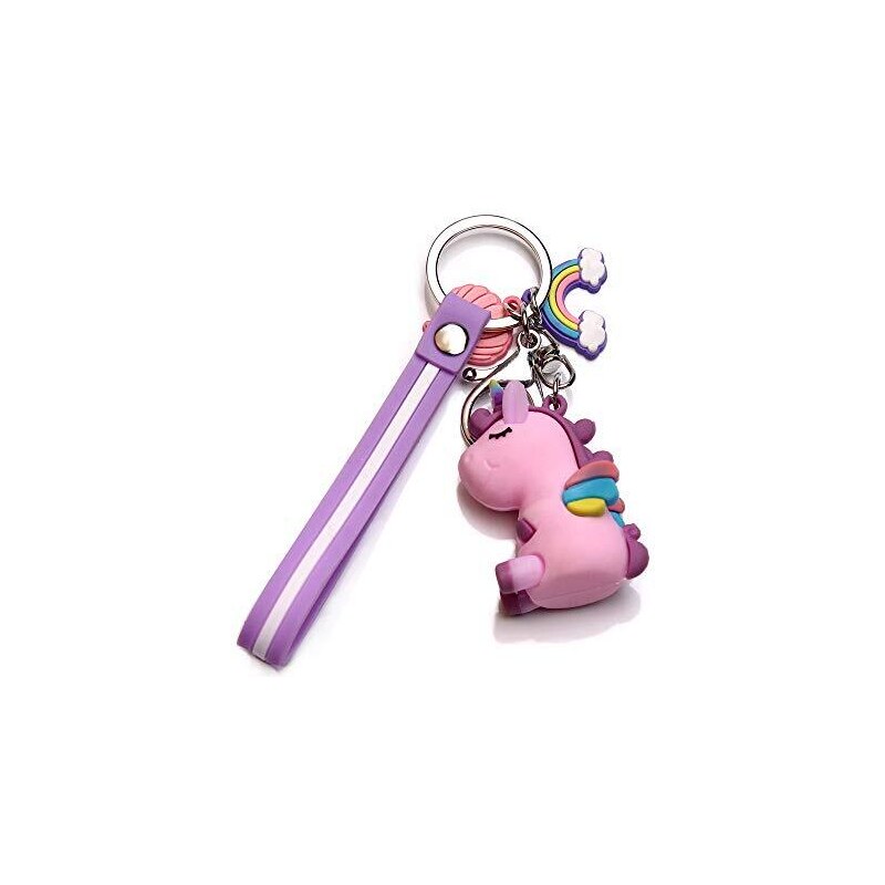 Portachiavi Unicorno Trasparente Pixly® Rosa - Regalo Divertente Per Ragazze Con Connettore Verde - 5