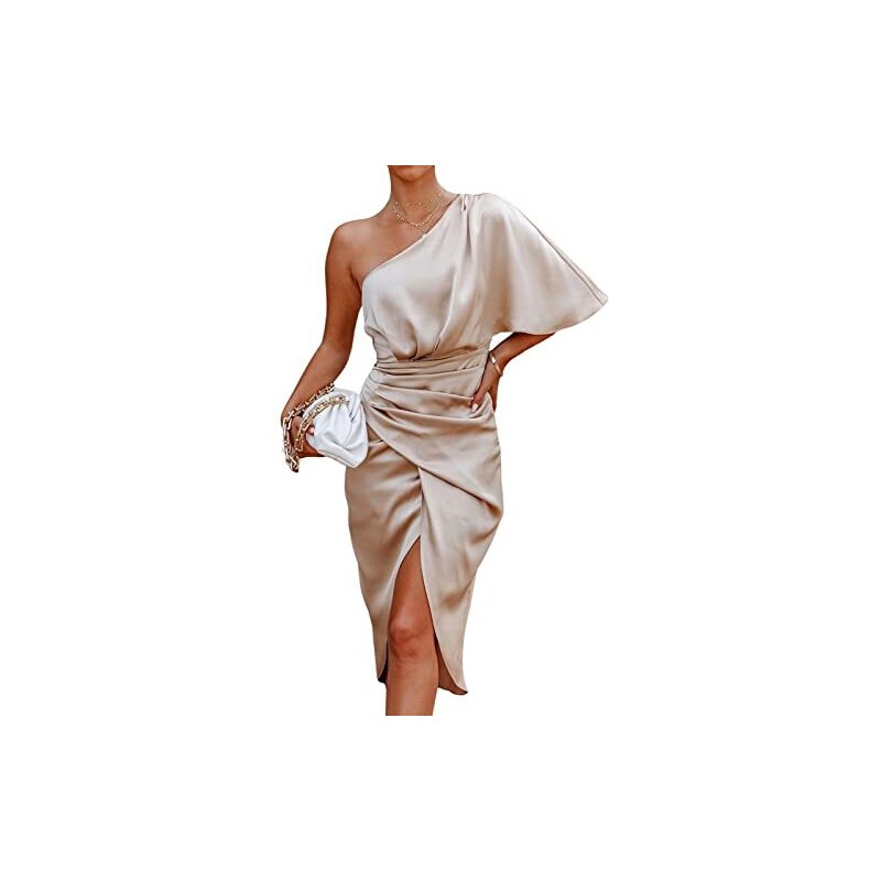 CUPSHE Abito Midi Donna Con Bottoni E Fascia Annodata In Vita - Maniche Corte, Plissettato, Colore Grigio Fumo