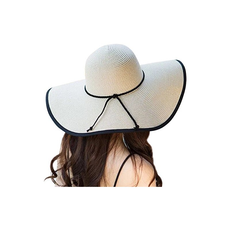 Cappello Paglia Donna Tesa Larga Cappello Da Spiaggia Classico Da Donna, Con Tesa Larga, In Paglia Con Tesa Larga 15 Cm Cappelli Paglia - Foto 5
