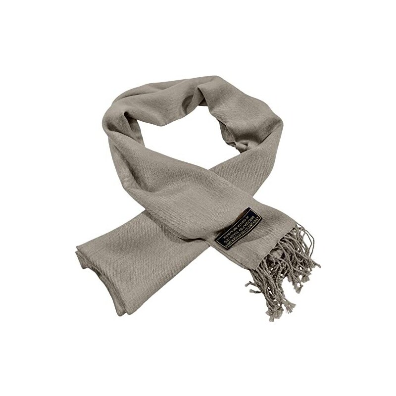 McLaughlin's Irish Shop Sciarpa Uomo In Lana Merino E Cashmere, Motivo Spina Di Pesce Antracite-Beige, 200x22cm, Fatta In Irlanda