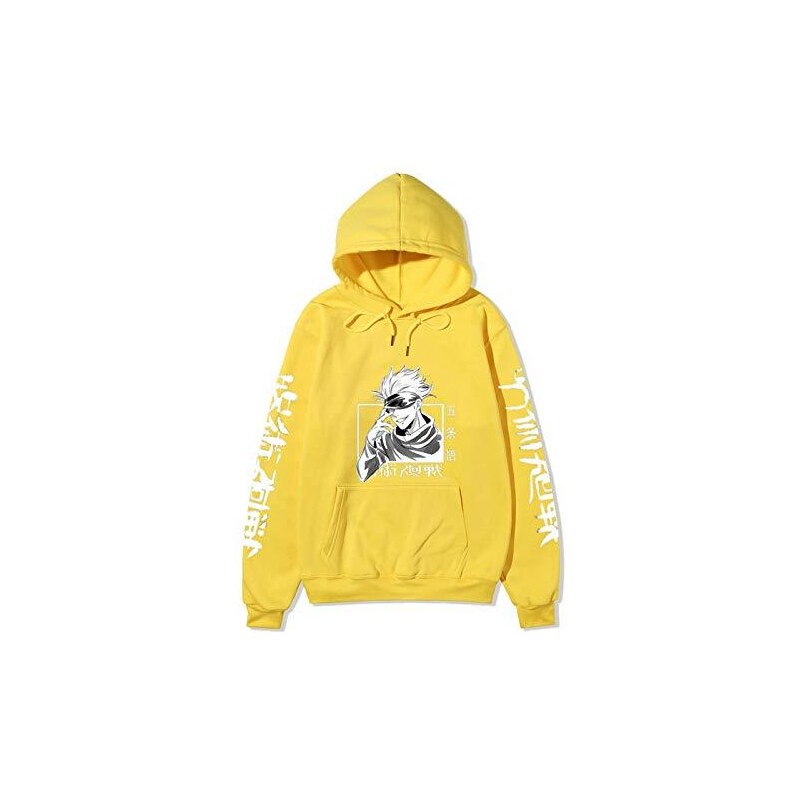 Syedeliso Anime Jujutsu Kaisen Satoru Gojo Felpa con Cappuccio Oversize Autunno Inverno Felpa in Pile Uomo Donna Pullover Manica Lunga