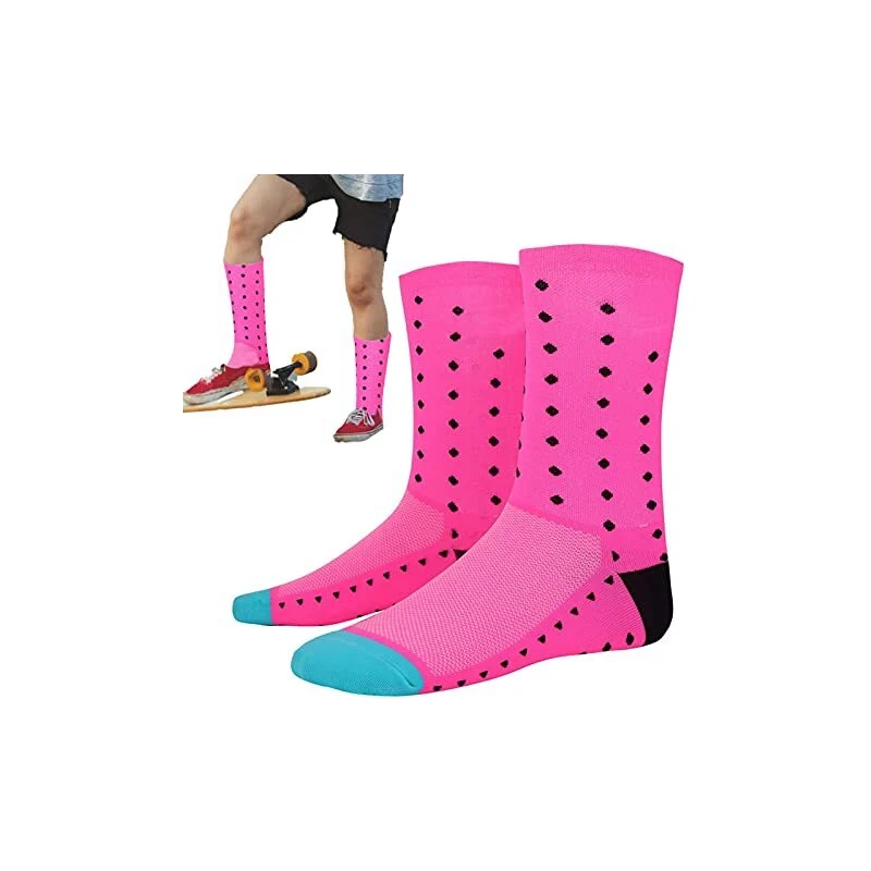 FILFEEL Calze Ciclismo Uomo Donna In Nylon, Calzini Sportivi A Compressione, Traspiranti E Antiodore, Unica Taglia 39-45, Rosa