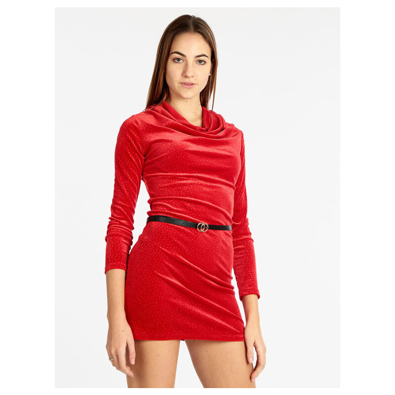 Solada Vestito Donna In Velluto Con Cintura Vestiti Rosso Taglia Unica