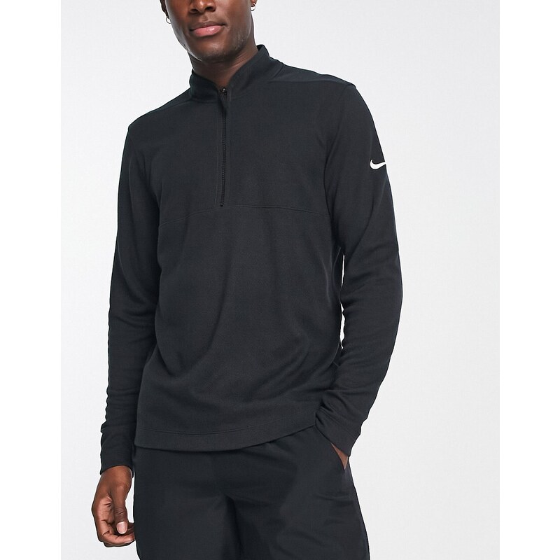 Nike Golf - Dri-Fit - Felpa nera con zip corta-Nero