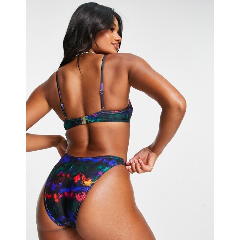 South Beach - Top bikini con ferretto e stampa astratta multicolore