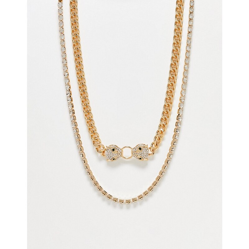 ALDO - Dwadodda - Confezione da 2 collane dorate con teste di giaguaro-Oro