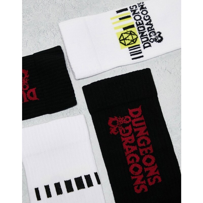 ASOS DESIGN - Confezione da 2 paia di calzini sportivi con design "Dungeons & Dragons"-Multicolore