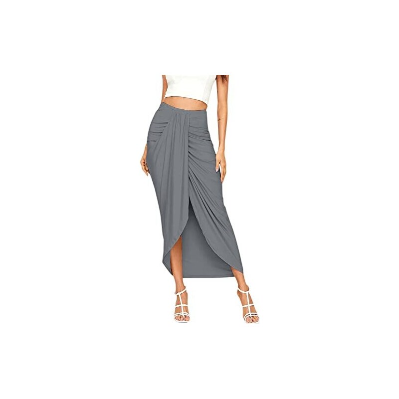 Gracyoga Gonna Lunga Maxi A Balze Vita Alta Con Tasche - Elegante, Fluida, A Strati, Taglia Unica