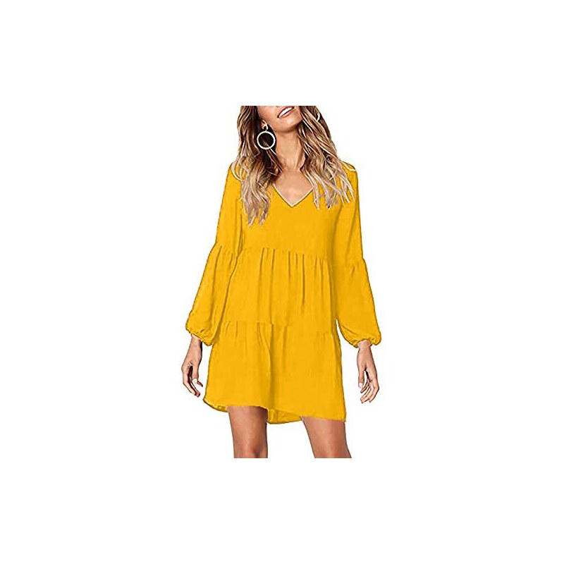 Vestito Donna PASUDA Manica Lunga - Abito Midi Maglia, Scollo A V, Vita Alta, Con Tasche