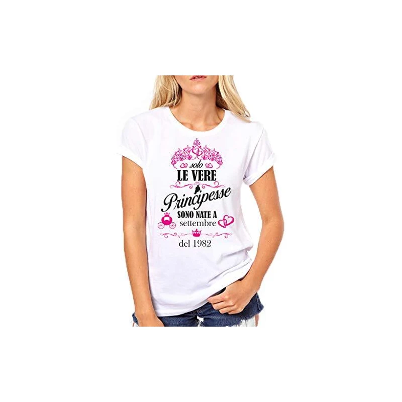 Maglietta Donna Fiammata Con Stampa Principesse - 100% Cotone, Vestibilità Ottima, Idea Regalo - Foto 2