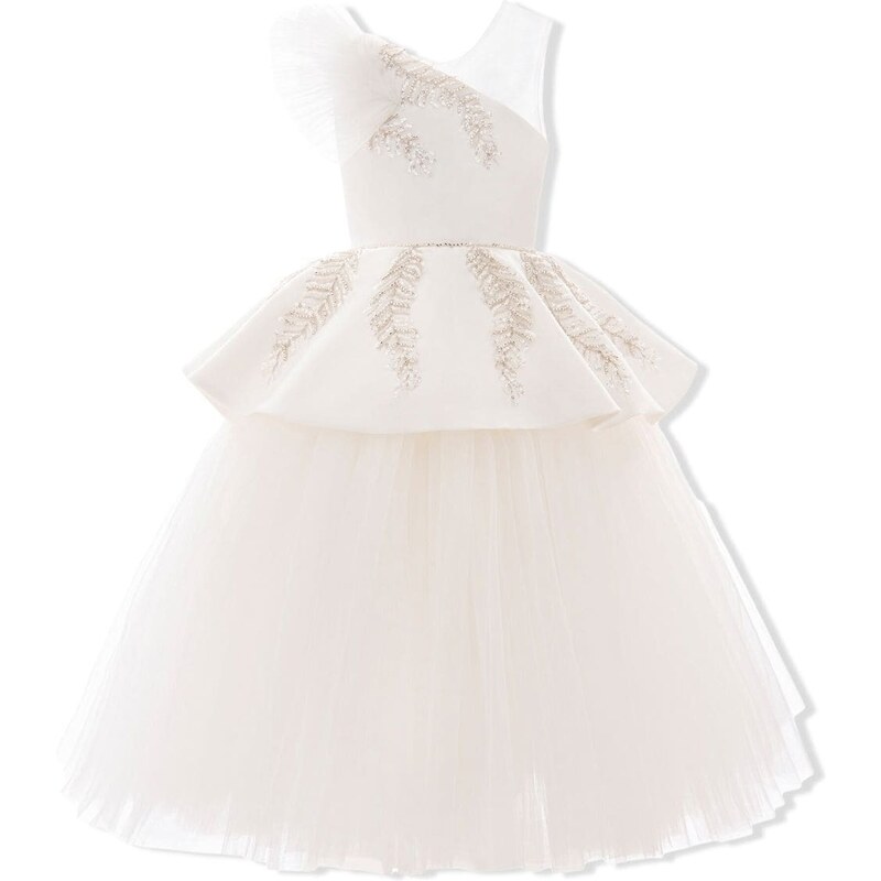 Tulleen Abito Villanova con balze - Bianco