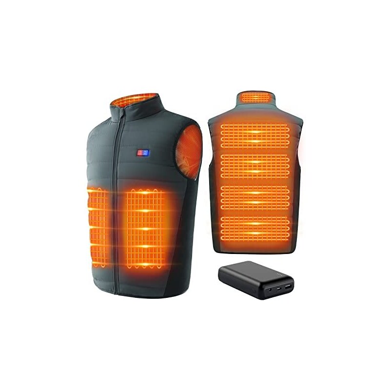 Gilet Riscaldato Uomo Con Batteria Inclusa 16000 MAh - Elettrico Leggero 9 Zone Di Calore Per Sci, Ciclismo, Lavori Esterni - Ricarica USB