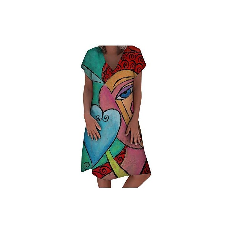 Vestito Lungo Donna OUGES Estivo In Poliestere E Spandex: Manica Corta, Scollo Rotondo, Con Tasche, Adatto Anche Per Maternità, Casual E Vacanze
