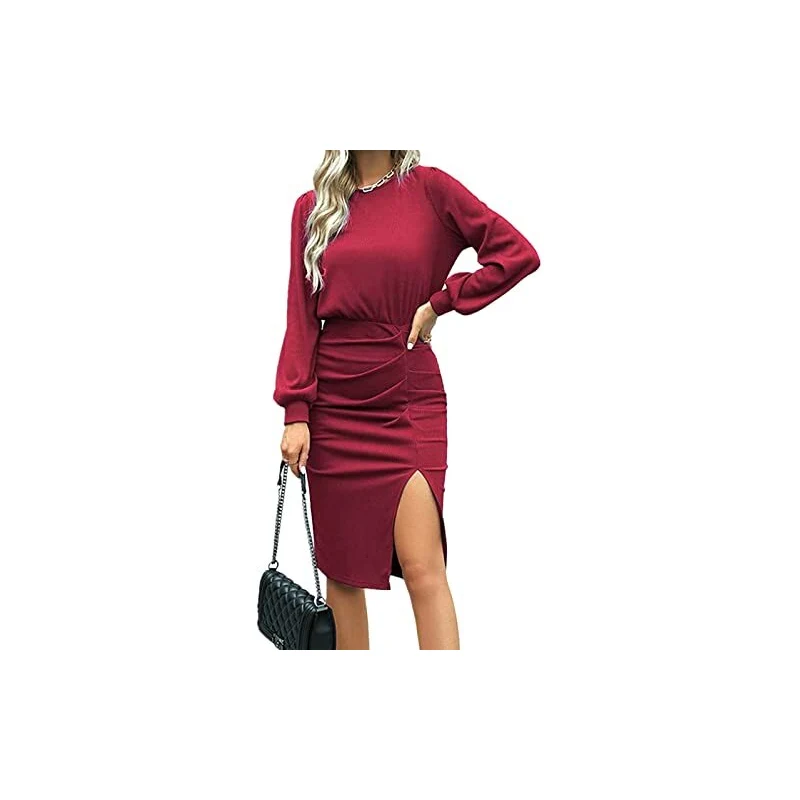 WangsCanis Abito Da Sera Cerimonia Donna Estivo Midi Abito Lungo Scollo A V Maniche Corte A Vita Alta Vestito Elegante Vintage 104477165