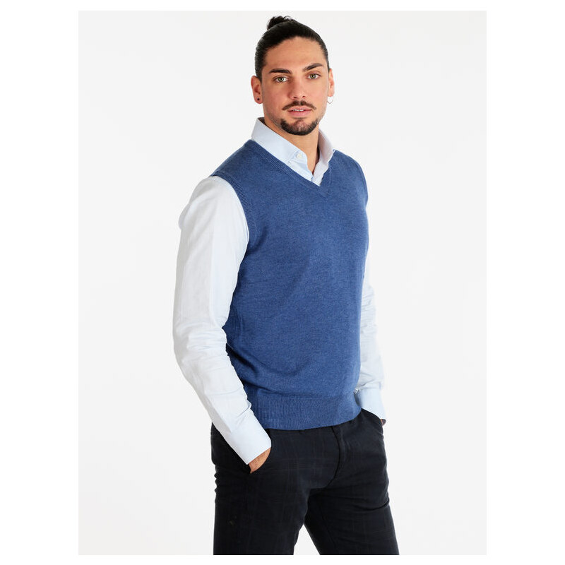 Occhi\u0026Belli Gilet In Maglia Da Uomo Misto Cachemire Pullover Blu Taglia L -  Stileo.it