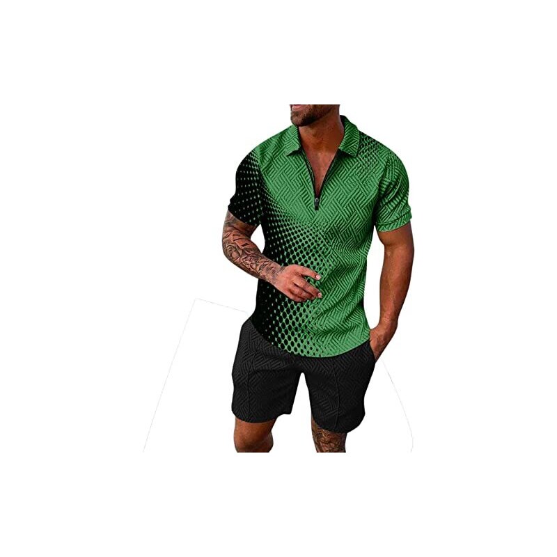 JMEDIC Completo da Uomo in Due Pezzi a Mezza Manica con Bottoni