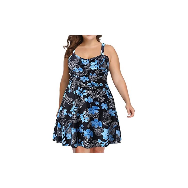 CUPSHE Tankini Due Pezzi Taglie Forti Donna – Scollo A V Avvolgente Con Anello Effetto Tartaruga – Costume Curvy Con Slip Vita Media