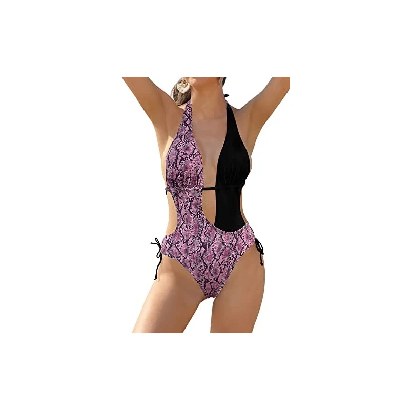 SHEKINI Costume da Bagno Due Pezzi Regolabile Sliding Halter Bikini Top