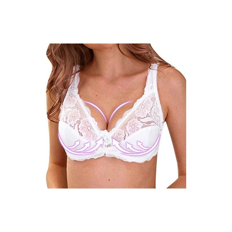Reggiseni A Supporto Completo Per Le Donne Reggiseno Senza Ferretto In Pizzo Non Cablato Per Le Donne UK Reggiseno Imbottito Senza Fili Plus Size Reggiseno EverydayBras Reggiseno A Coppa Piena - Foto 10