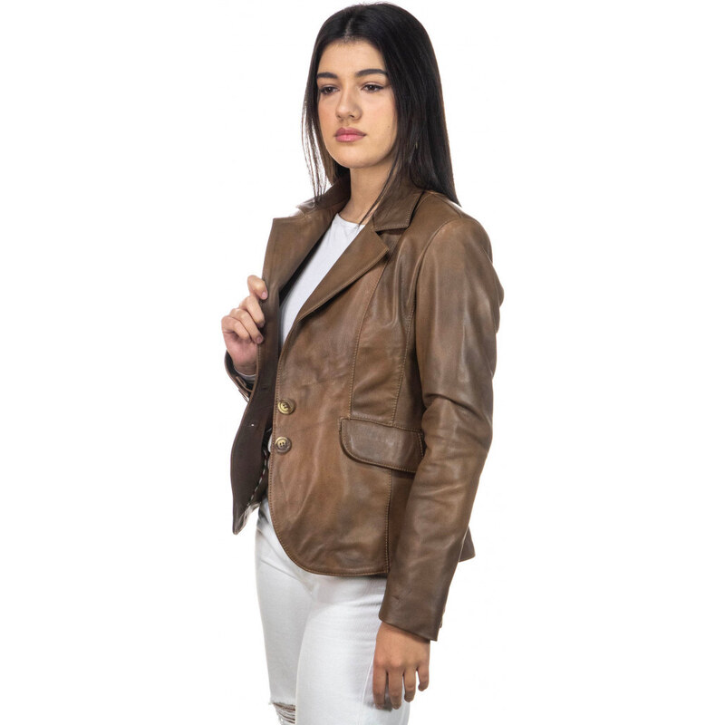 Leather Trend Classic 712 - Giacca Donna Cuoio in vera pelle