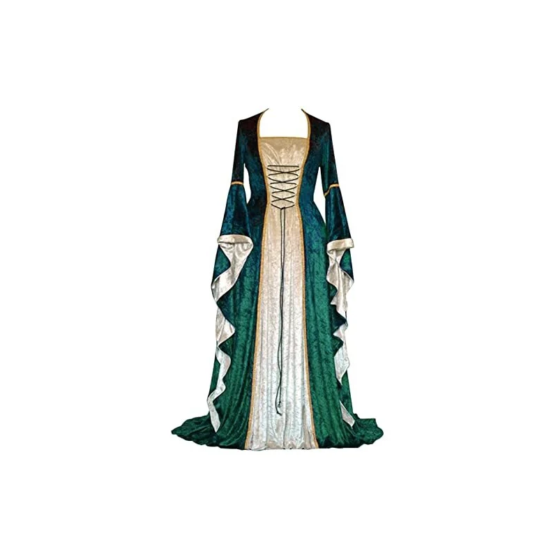Vestito Medievale Donna Lungo Gotico | Manica Lunga, Scollato | Per Halloween, Carnevale, Feste A Tema