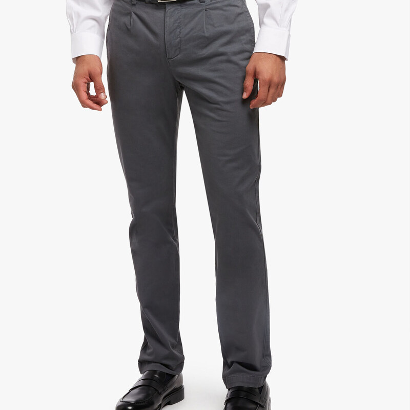 Brooks Brothers Pantalone morbido in cotone elasticizzato - male Pantaloni casual Grigio scuro 33