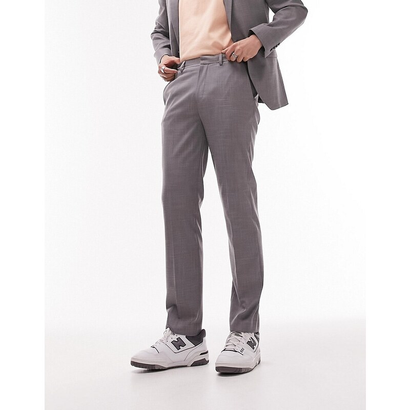 Topman - Pantaloni da abito slim elasticizzati grigi-Grigio