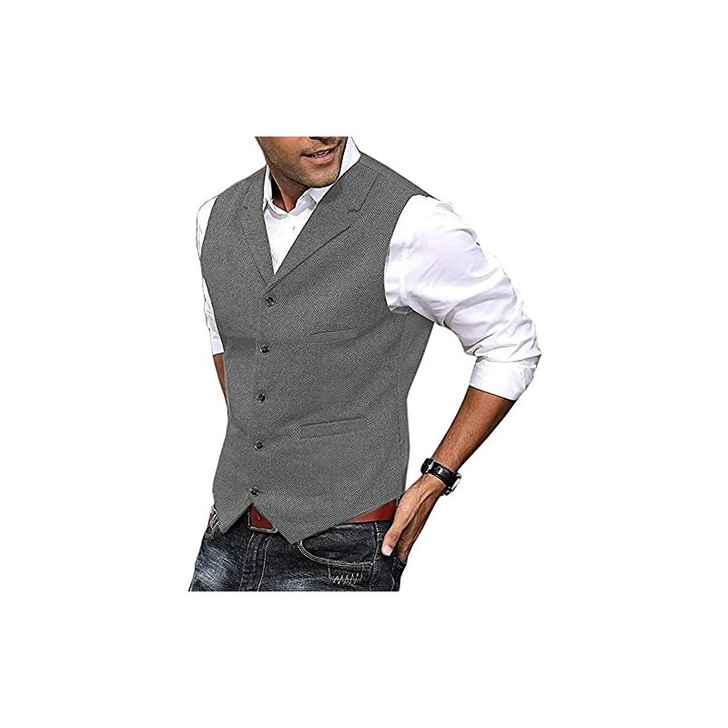 Solovedress Gilet da Abito da Uomo Elegante Tweed Panciotto Casual ...