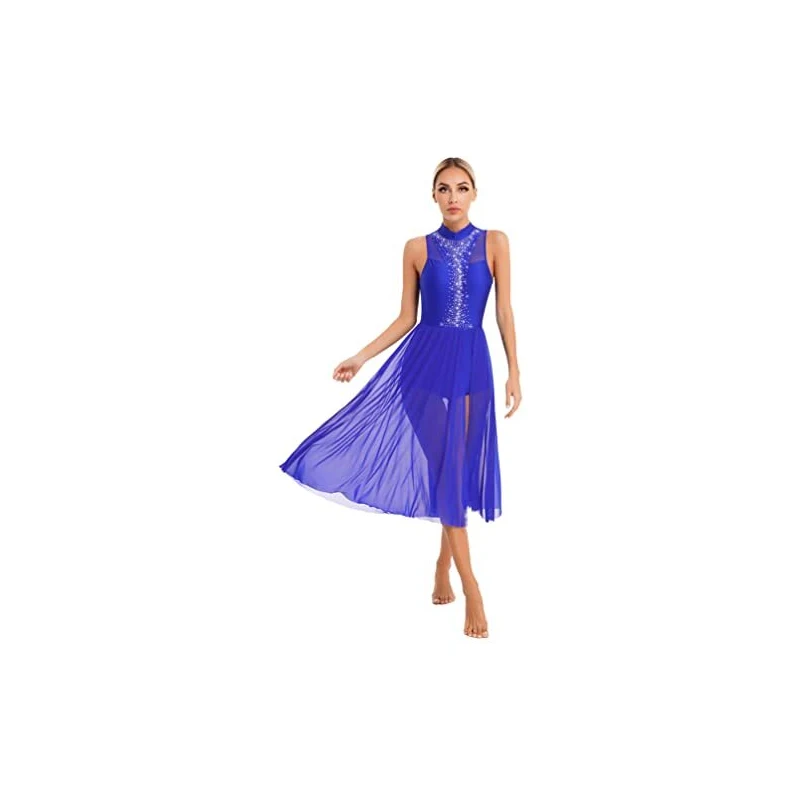 Vestito Danza Donna Con Strass - Senza Maniche, Scollo A V, Per Pattinaggio E Danza, Taglie S-XXL