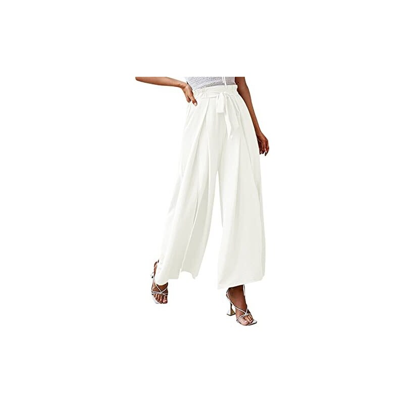 ORANDESIGNE Pantaloni Donna Eleganti Vita Alta Gamba Larga Lunghi