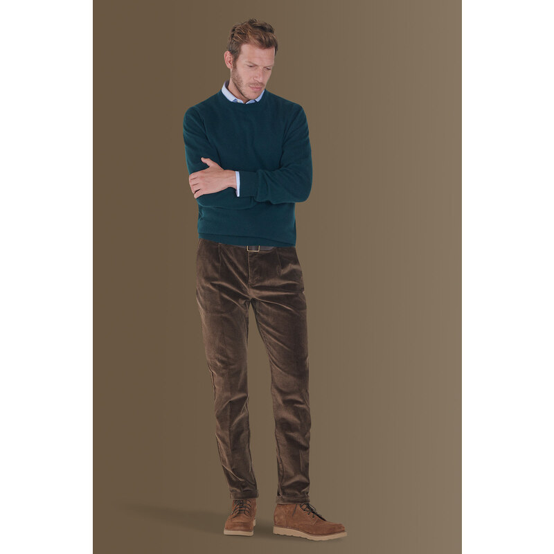Pantaloni Uomo In Velluto A Coste Con Cintura - Eleganti E Casual 100% Cotone - Taglie 30-50