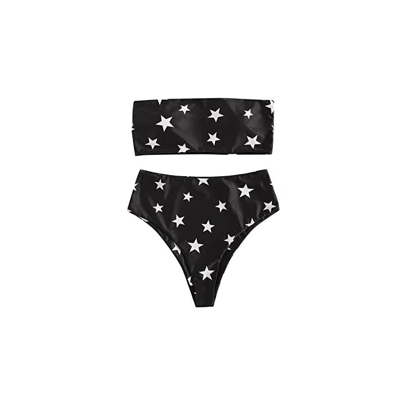 CHIFIGNO Costumi da bagno da donna taglie forti bikini a vita alta costumi da bagno 2 pezzi abbigliamento da nuoto, Blu Giallo Gradiente 1, L più