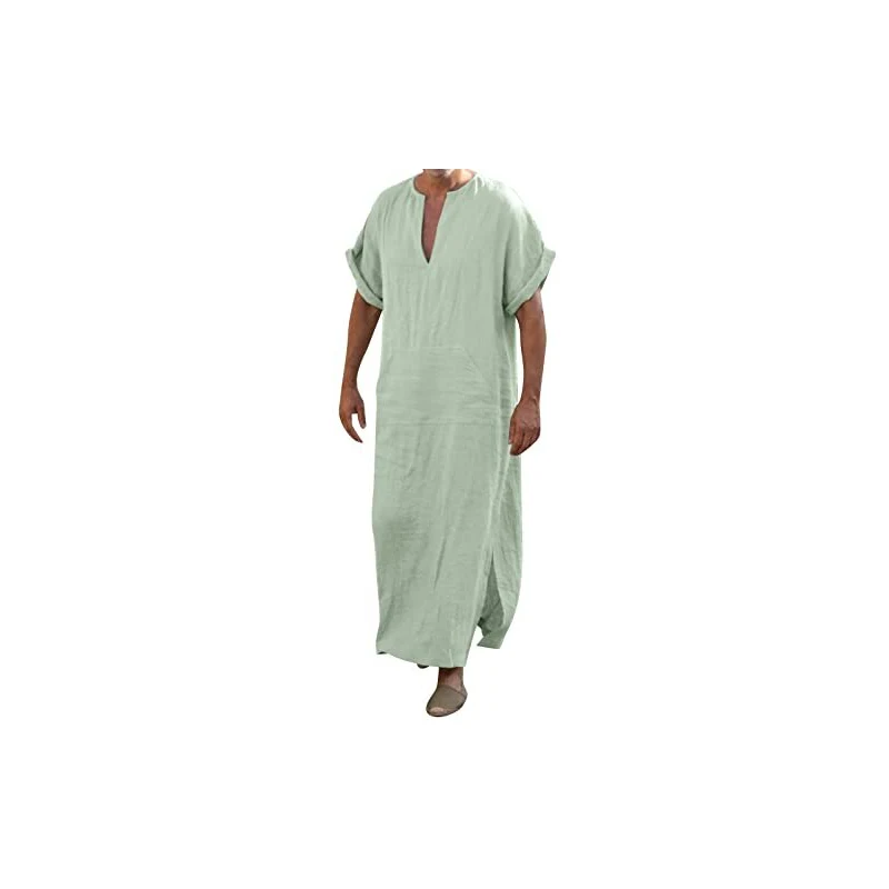 Uomini Musulmano Manica Lunga Thobe Abbigliamento Islamico in Caftano Collo in Piedi Medio Oriente Arabia Saudita Abiti Abaya Dubai Camicia Maschile S-XXXL