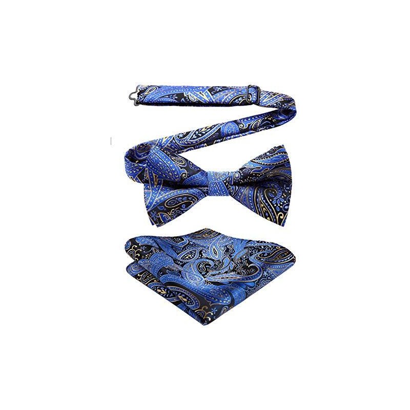 Set Cravatta Formale Completo Set 3 Papillon Classici Uomo Con Fazzoletto - Seta Jacquard Per Matrimonio E Smoking Papillon Seta Jacquard Smoking - Foto 6