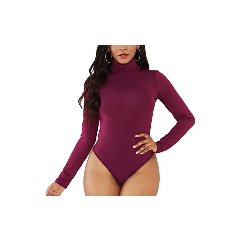 Body Dolcevita Da Donna CHIFIGNO Con Maniche Lunghe – Tuta Morbida In Poliestere Ed Elastan, Tre Bottomi A Pressione, Taglie S-XXL - 6