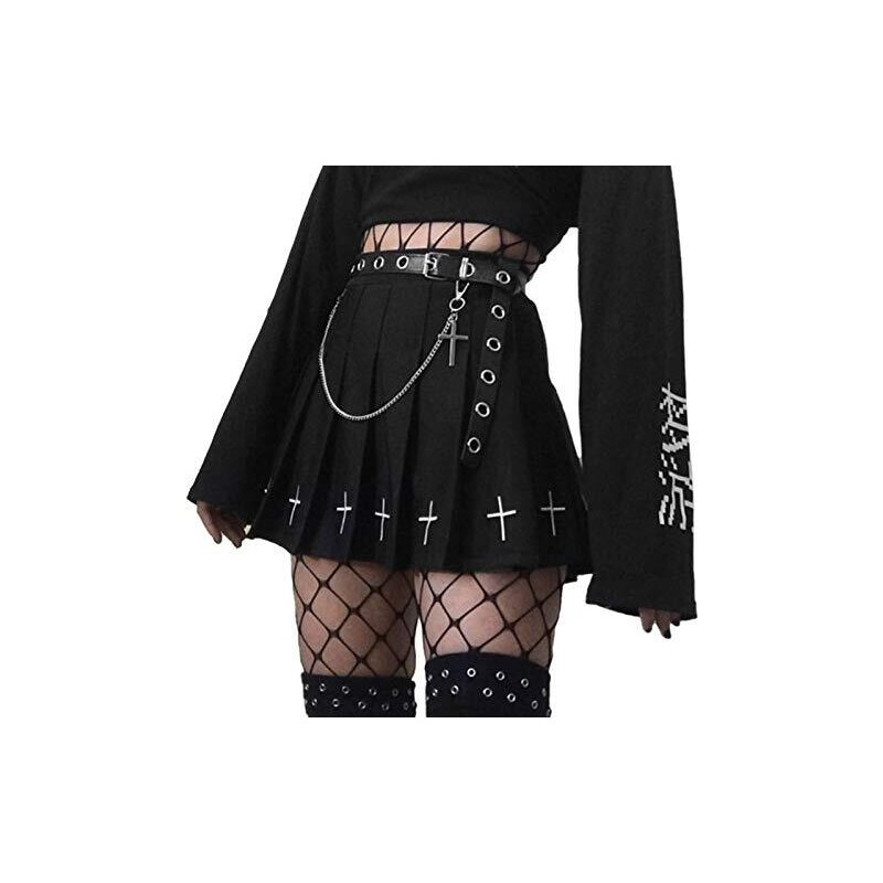 Gonna Gotica Nera Pieghettata Con Cintura Gothic Lolita main image 0