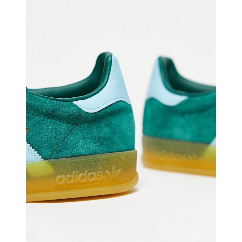 adidas Originals - Gazelle Indoor - Sneakers verdi e blu con suola in gomma-Grigio