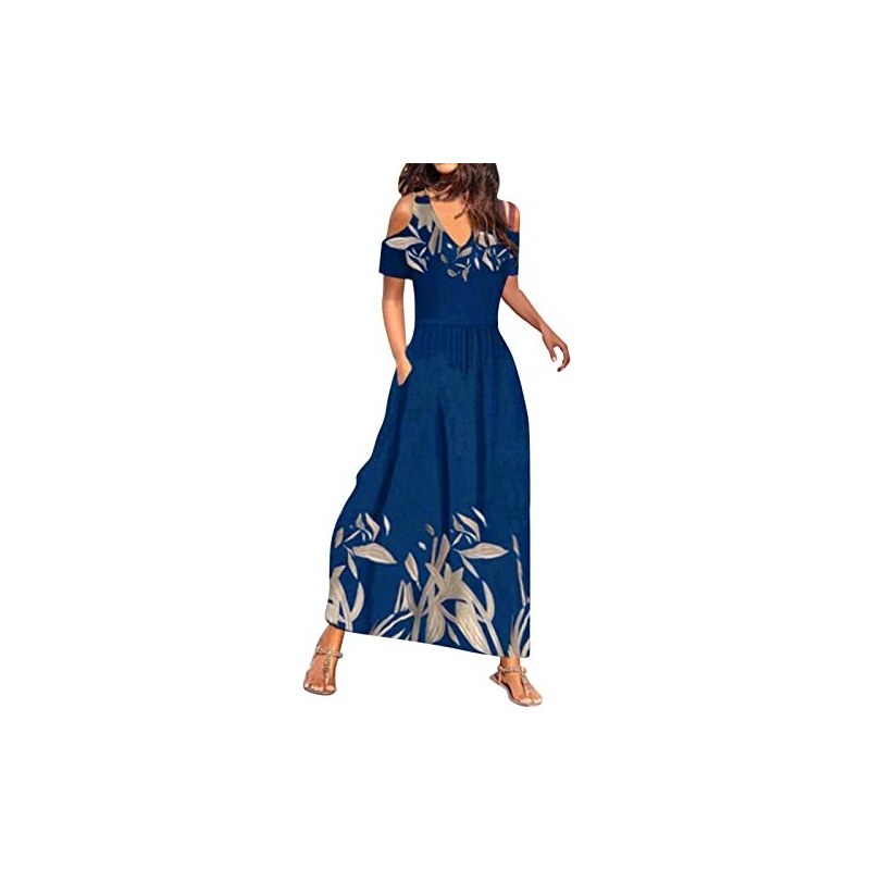 Abito Floreale Elegante Abito Da Spiaggia Vestiti Casual Lungo Donna Stampa Floreale B 1002474