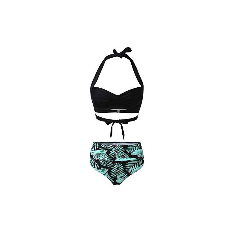 Bikini A Vita Alta Fanuerg Con Controllo Pancia - Top Con Ferretto A U E Spallacci Regolabili - Costume Due Pezzi - Taglia M (US 8-10) - 4