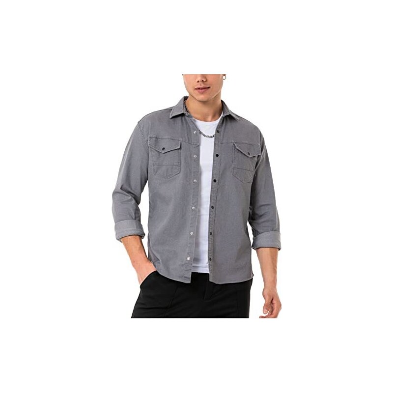 Uomo Camicia Tempo Libero Regular Fit Maniche Lunghe Ricamato - Foto 7