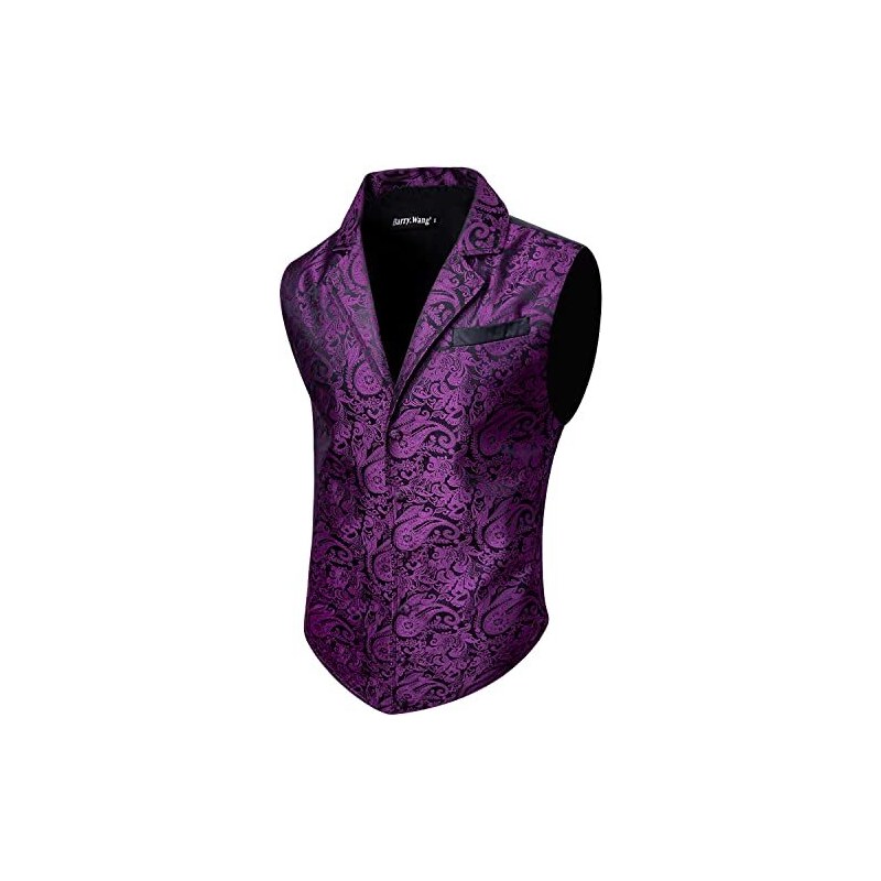 Giacca E Gilet Da Smoking Da Uomo Motivo Paisley Nero - Foto 3