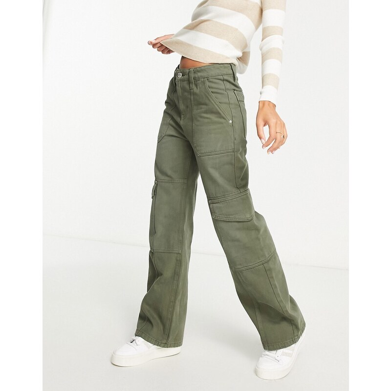 Miss Selfridge - Jeans cargo ampi kaki-Nessun colore