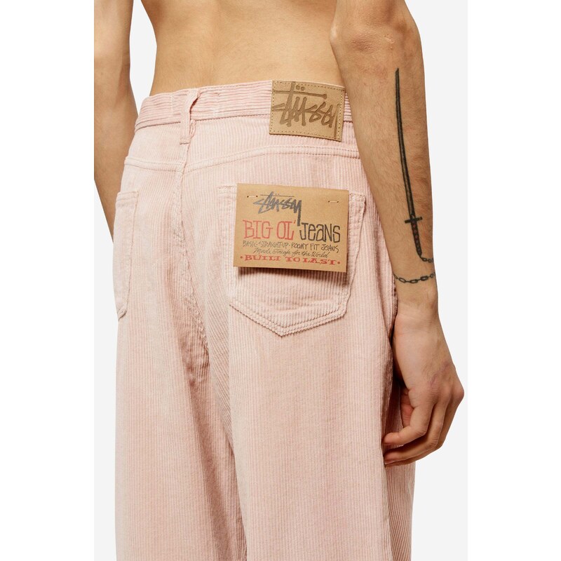 Stussy Jeans CORDUROY BIG OL in cotone rosa