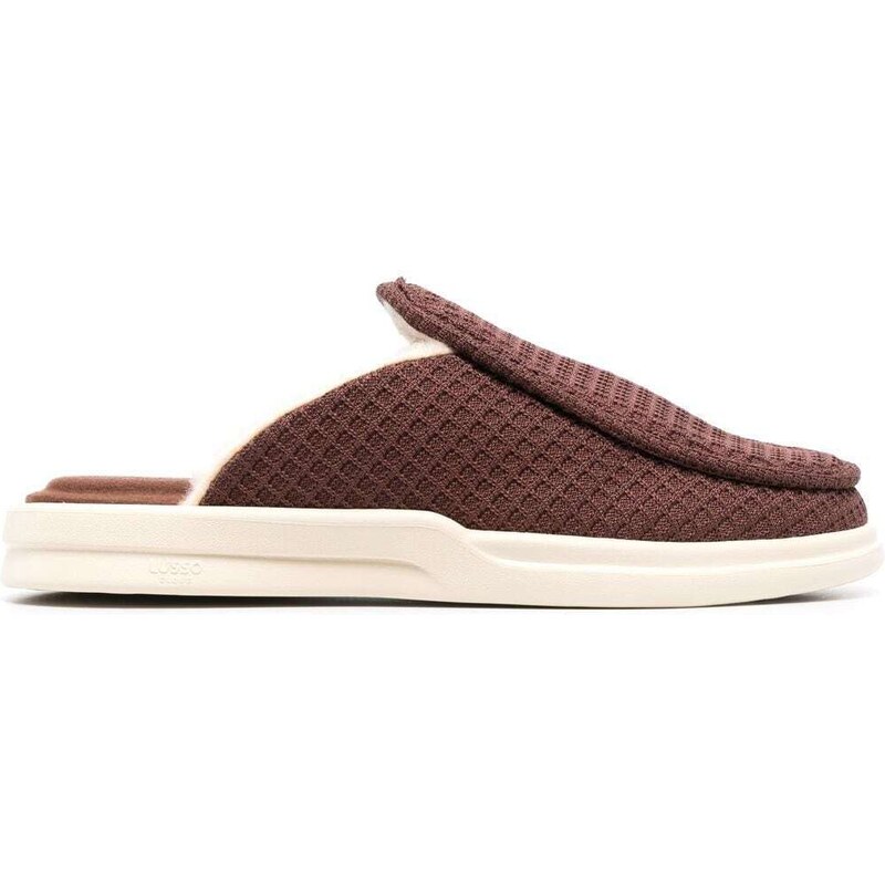 Lusso Esto waffle-knit sherpa slippers - Marrone