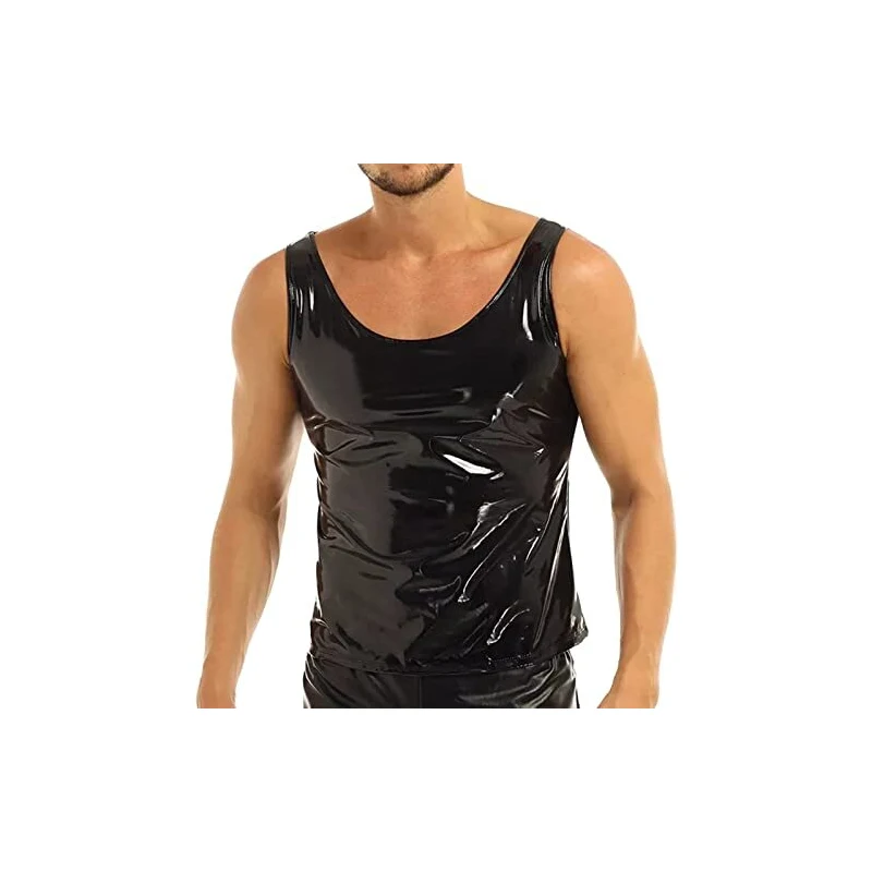 AIEOE Maglia da uomo con brillantini, leggera e trasparente, a rete, sexy, per feste, Blu, S