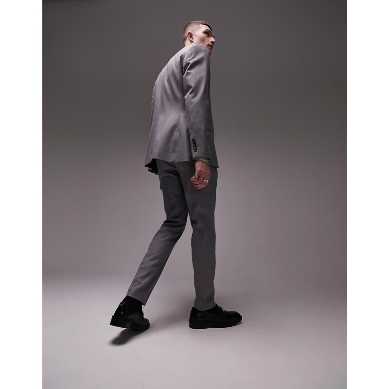 Topman - Pantaloni da abito skinny elasticizzati grigi-Grigio