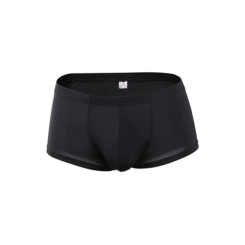 Comeondear Boxer Uomo Taglie Forti In Pelle PU - Slip Elastici Con Tasca A U E Anelli Metallici, Nero